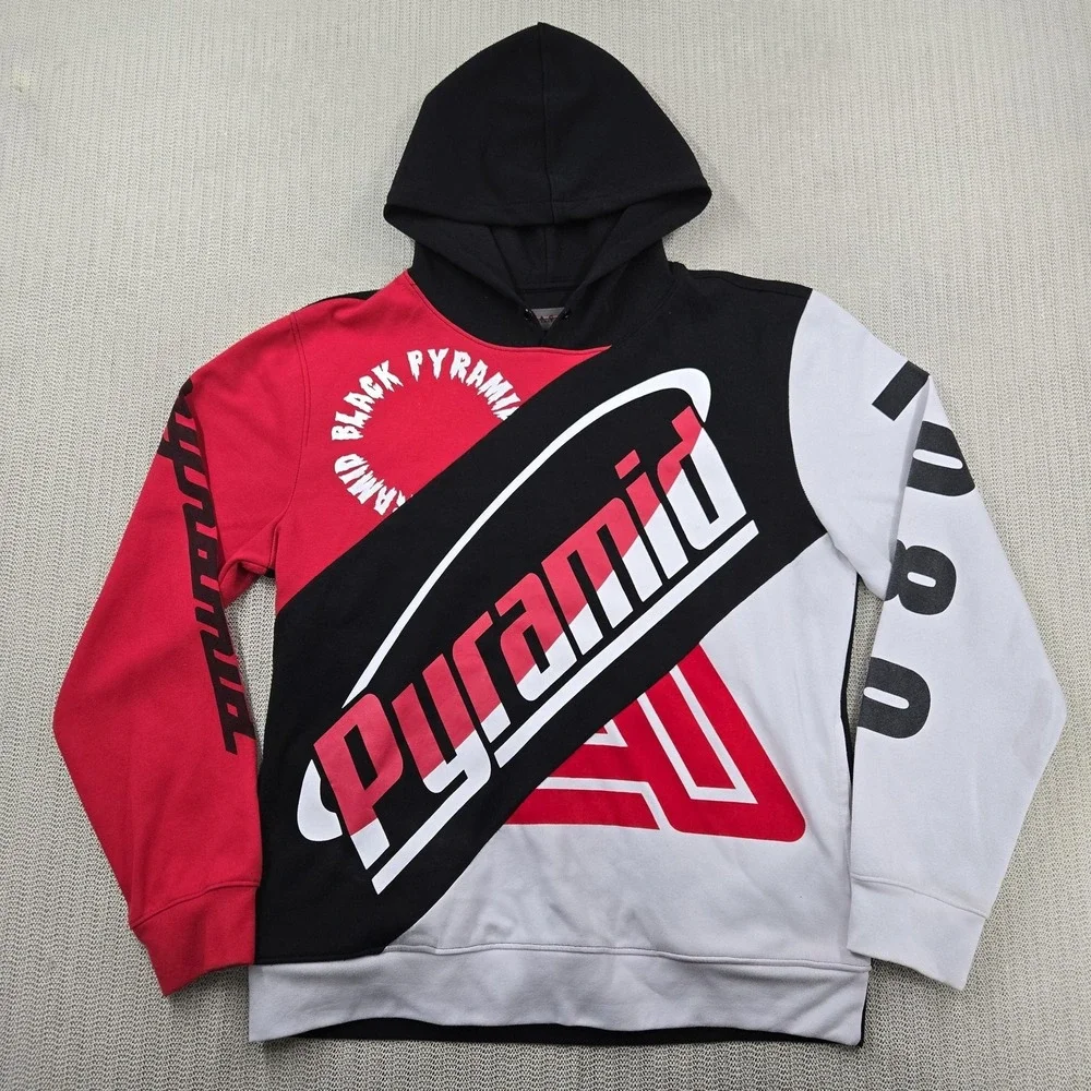 Black Pyramid‎ Hoodie Sweatshirt Mens XL Red Black White Graphic Streetwear